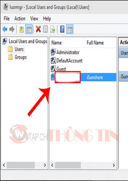 Cách đổi tên User trong win 10 bằng Local Users and Groups - Bước 4