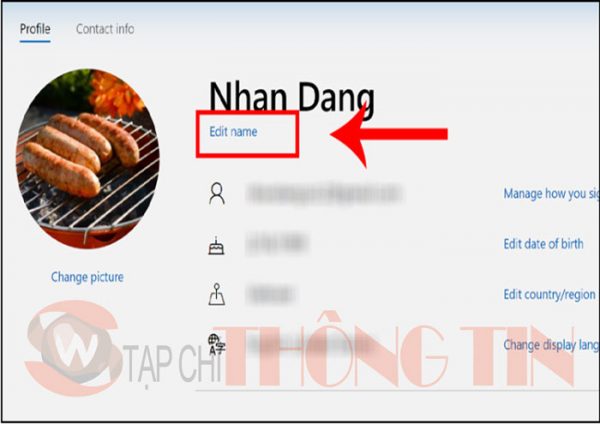 Cách đổi tên User trong win 10 bằng tài khoản Microsoft - Bước 3,2
