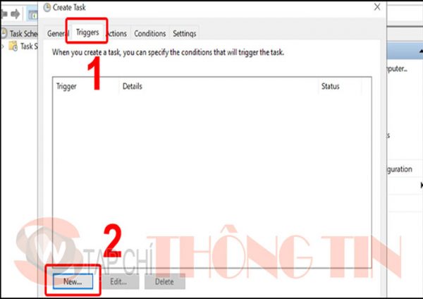 Unikey không khởi động cùng window 10 bằng Task Scheduler – Bước 3,1