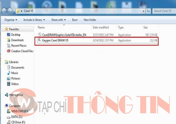 Hướng dẫn crack phần mềm Coreldraw X5 - Bước 2